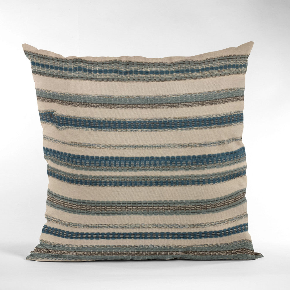 Plutus Blue Lanes Stripe Luxury Throw Pillow, 18"x18"