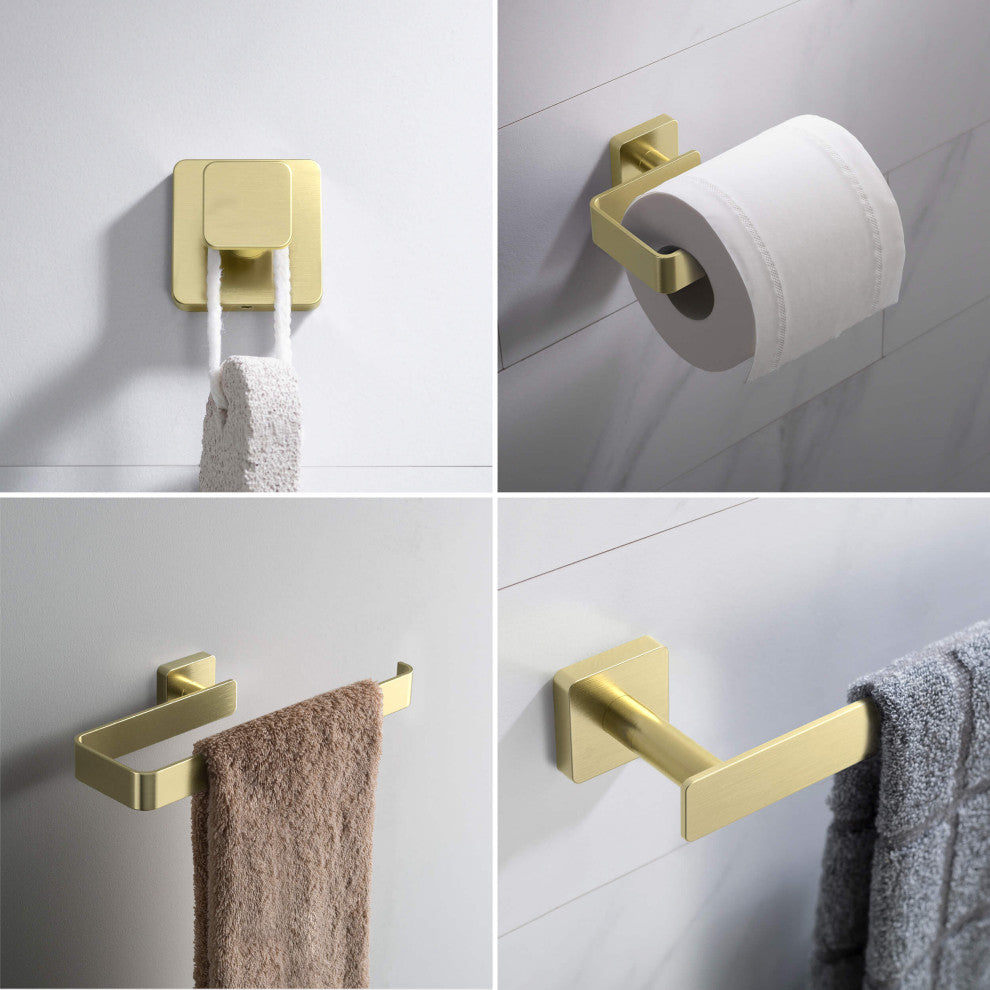 Blaze 4 Piece Bathroom Hardware Set, Brushed Gold