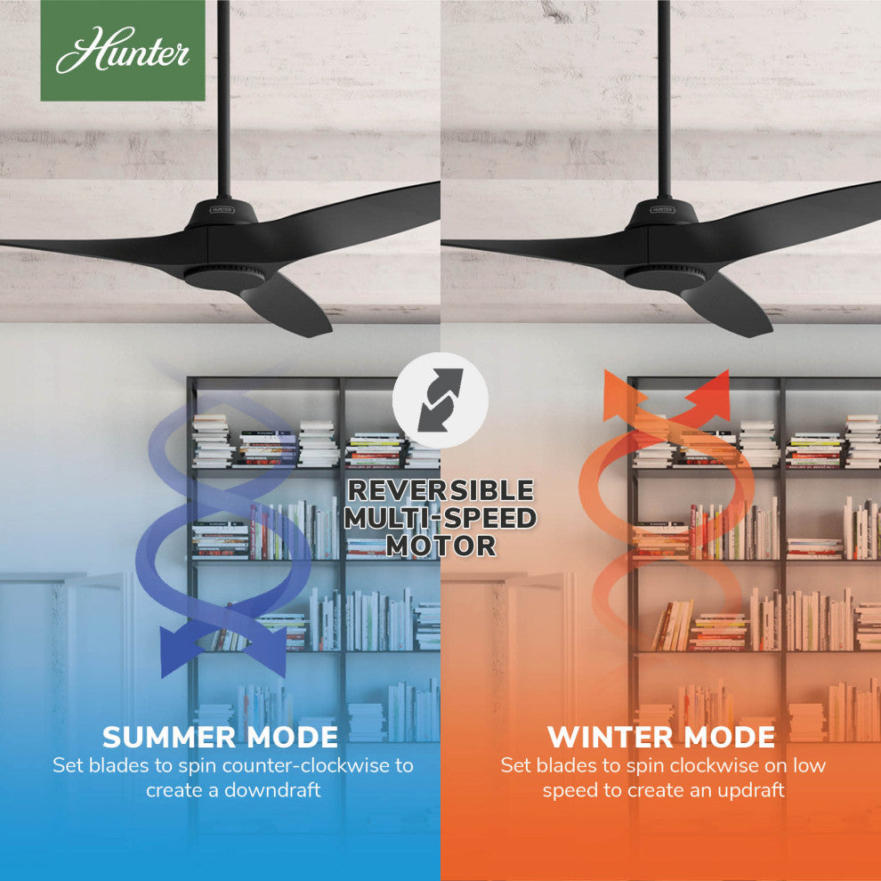 Hunter 60" Mosley ENERGY STAR Matte Black Damp Rated Fan and Wall Control