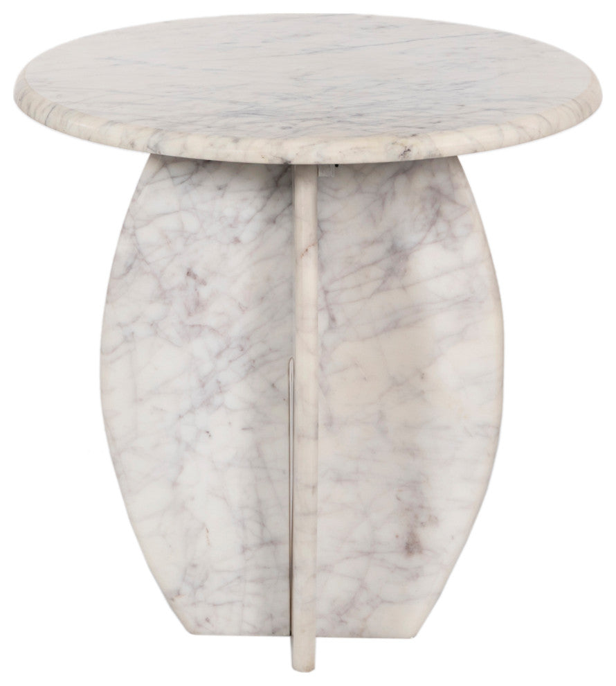Formentera Marble Coffee Table, White, End Table