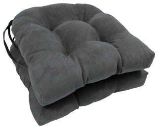 16-inch Solid Microsuede U-shaped Tufted Chair Cushions (Set of 2)