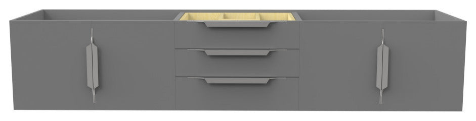 CastelloUSA Alpine 72" Wall Mounted Vanity, Base Only, Gray, Brushed Nickel