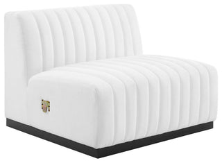 Conjure Channel Tufted Upholstered Fabric Armless Chair, Black White