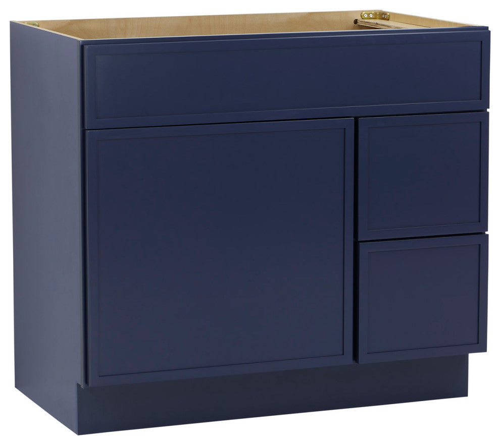 Vanity Art Birch Plywood Single Base Storage Cabinet, Blue, 36 Inch (Right Side Drawers)