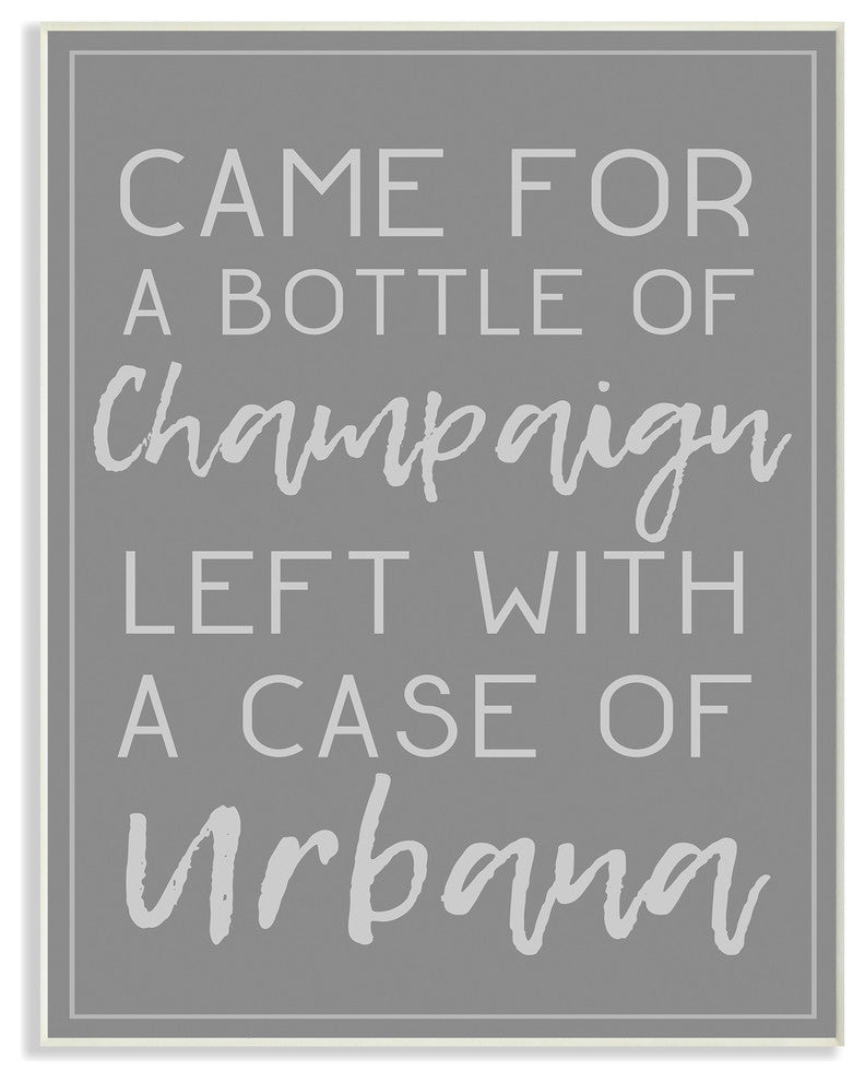 'Champaign Urbana Dark Grey Typography', Wall Plaque, 10"x0.5"x15"