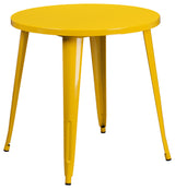 30'' Round Yellow Metal Indoor-Outdoor Table