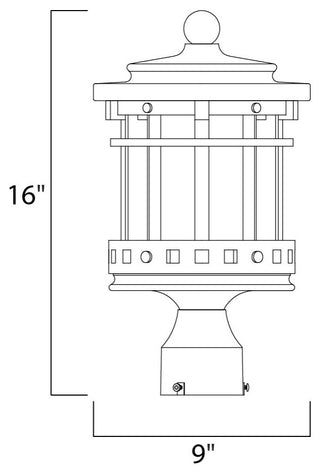 Maxim Santa Barbara DC Three Light Sienna Seedy Glass Post Light