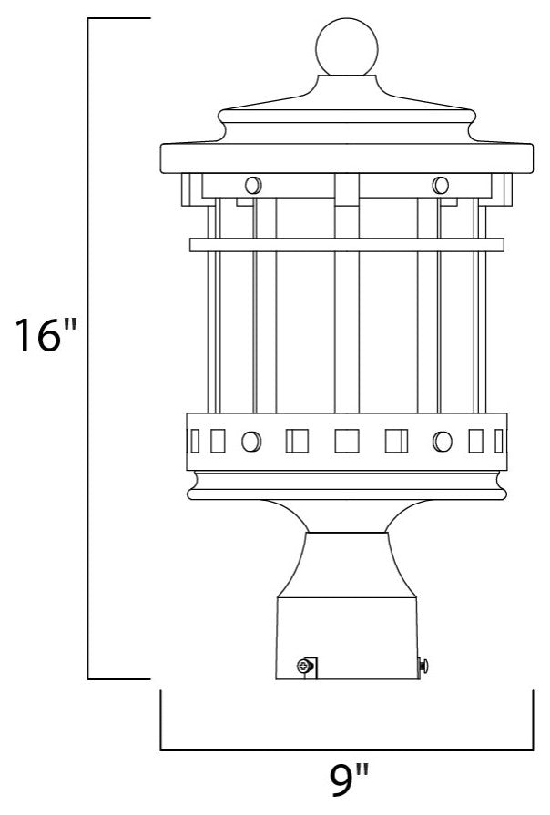 Maxim Santa Barbara DC Three Light Sienna Seedy Glass Post Light