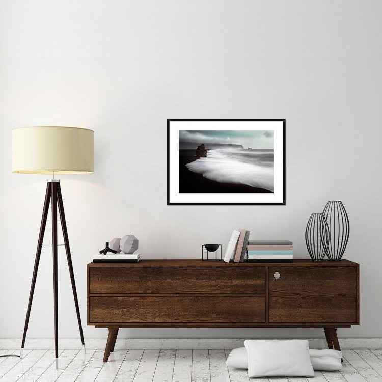 "The Black Beach" Framed Digital Print by Liloni Luca, 38"x28"