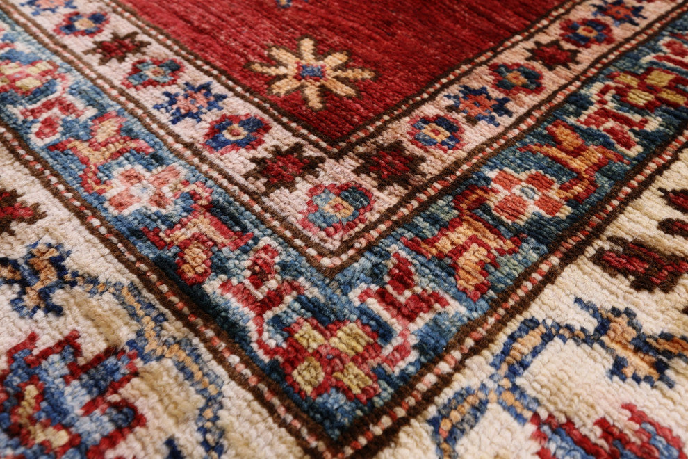 5' 7" X 7' 9" Super Kazak Geometric Handmade Wool Rug Q10254