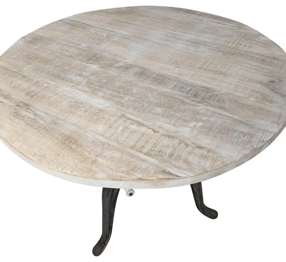 Bentley Adj Crank Table, Natural Drftwd/Aged Iron