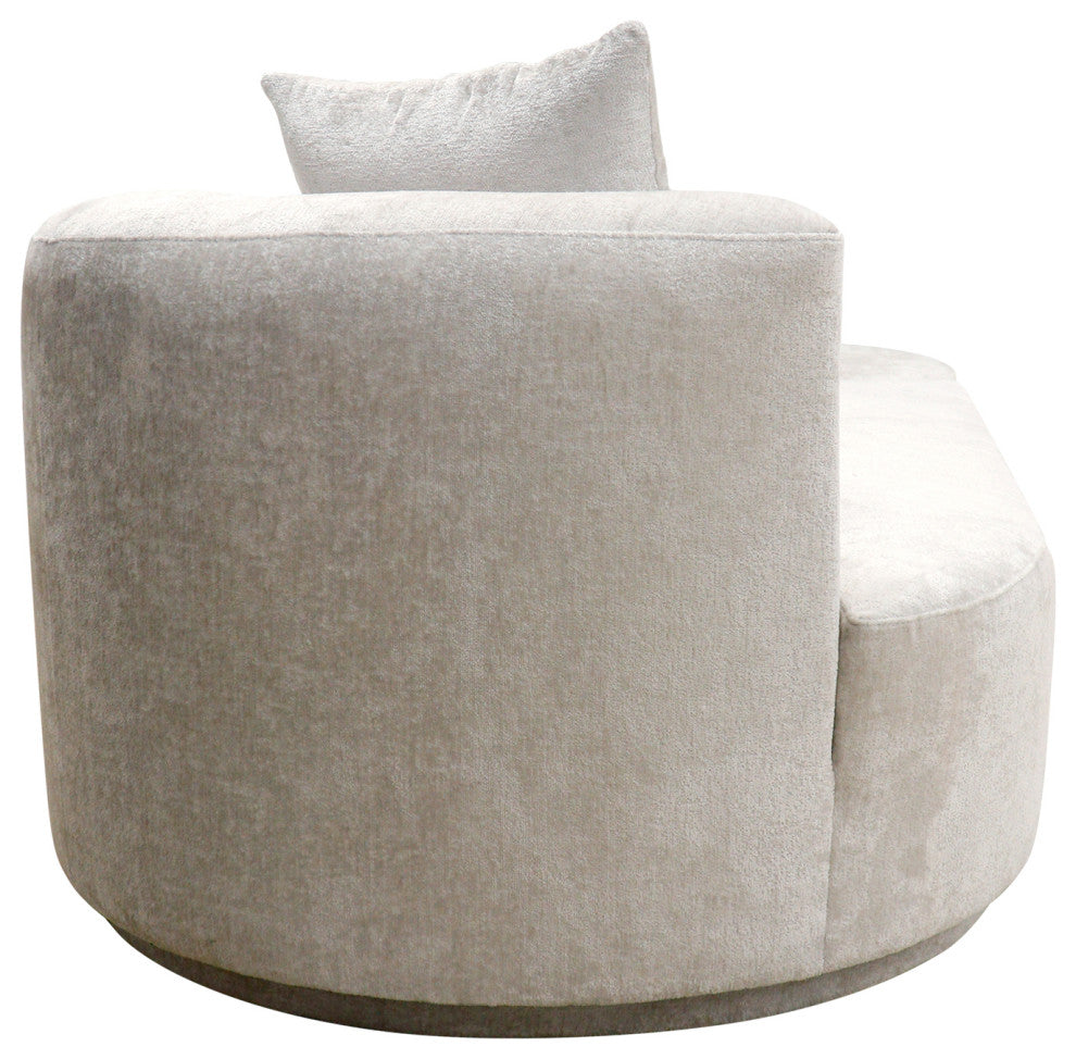 Pasargad Home Noho Amalfi Design Sofa With Swivel Ottoman and Pillows, Beige