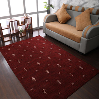 Hand Knotted Loom Wool Area Rug Contemporary Red White, [Rectangle] 9'x12'