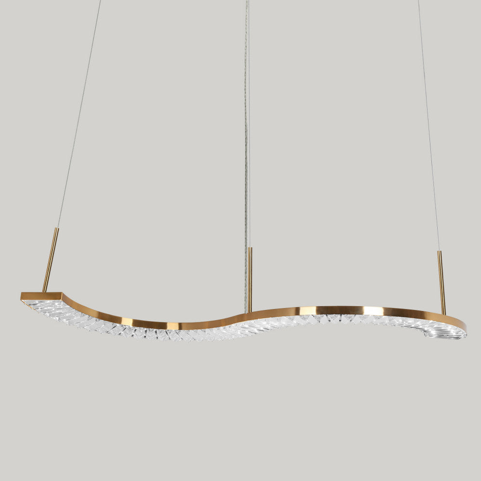 LNC Macrobotrys 42.6" Gold Contemporary Linear LED Kitchen Island Light