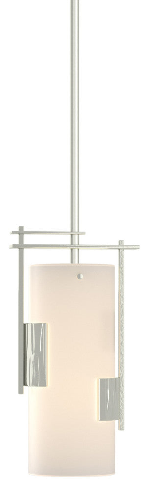 Fullered Impressions Mini Pendant, Sterling, Opal Glass