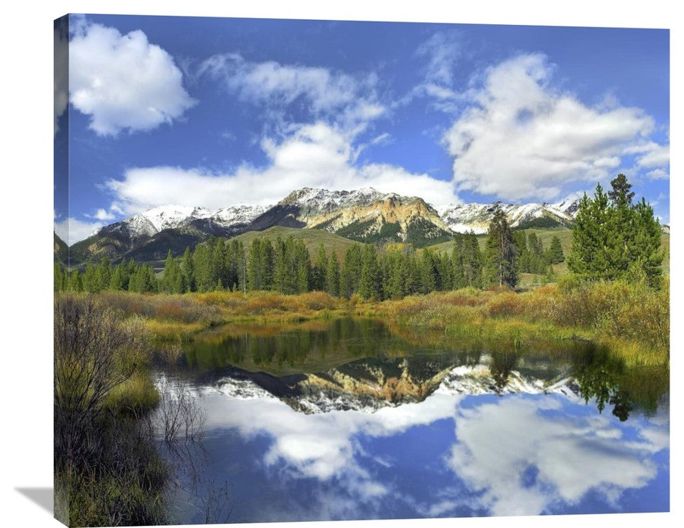 "Easely Peak Reflected In Big Wood River, Idaho" Artwork, 36" x 30.24"