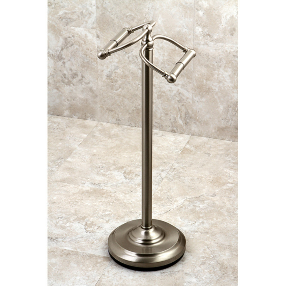 Kingston Brass Freestanding Double Roll Toilet Paper Holder, Brushed Nickel
