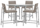 Modus Amalfi 5PC 48" Round Counter Glass Tbl & 4 Metal Back Stool Set-Taupe