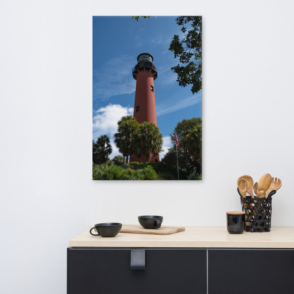 Jupiter Lighthouse 2 Color Coastal Landscape Canvas Wall Art Print, 24" X 36"