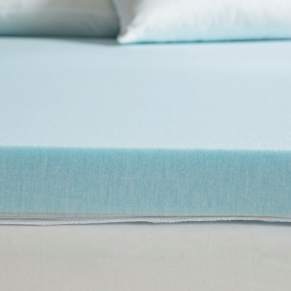 Sleep Philosophy 2" Memory Foam Mattress Topper, White, Queen