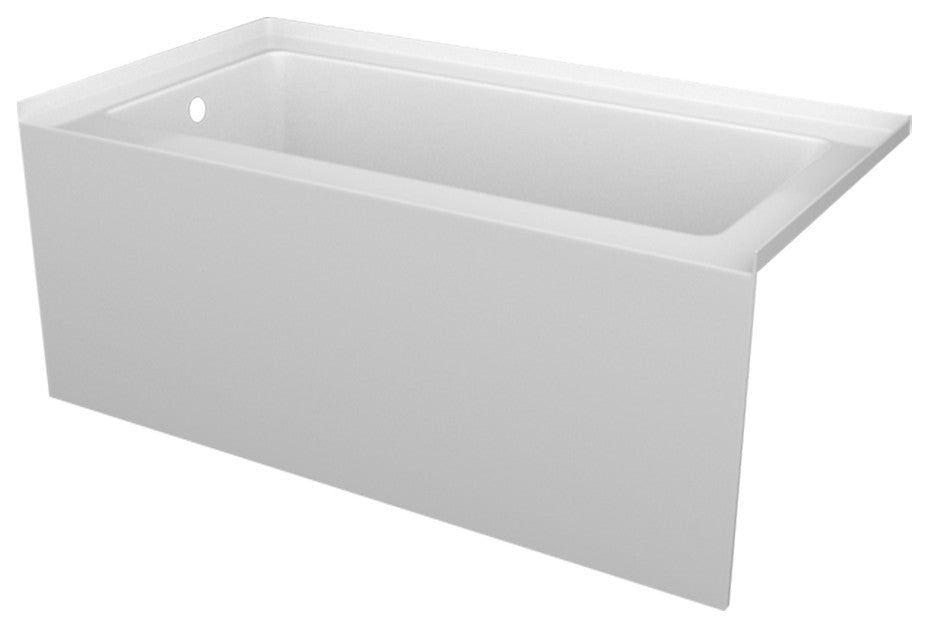 PCHI White Acrylic  Extra Deep Bathtub and Above Floor Rough-In 60", White, 60"x