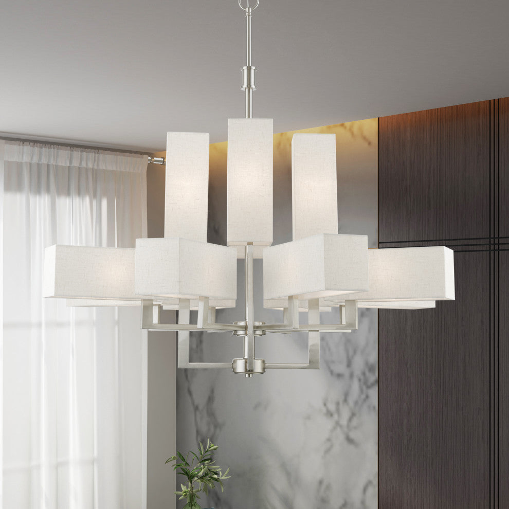 Rubix 12 Light Brushed Nickel Extra Large Foyer Chandelier