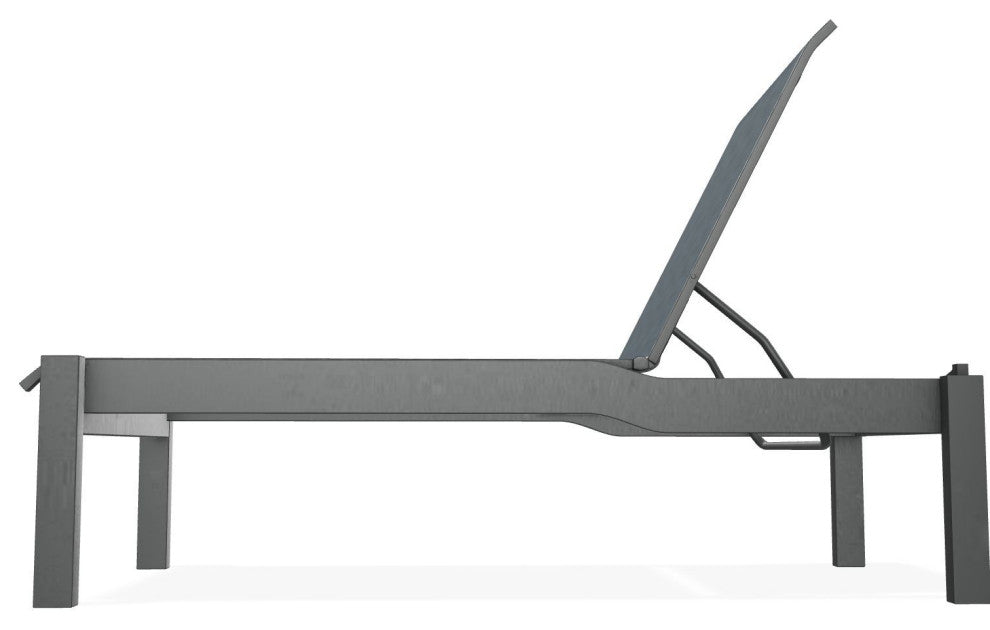 Leeward Sling Stackable Outdoor Chaise Lounge, Nimbus Ocean/Graphite