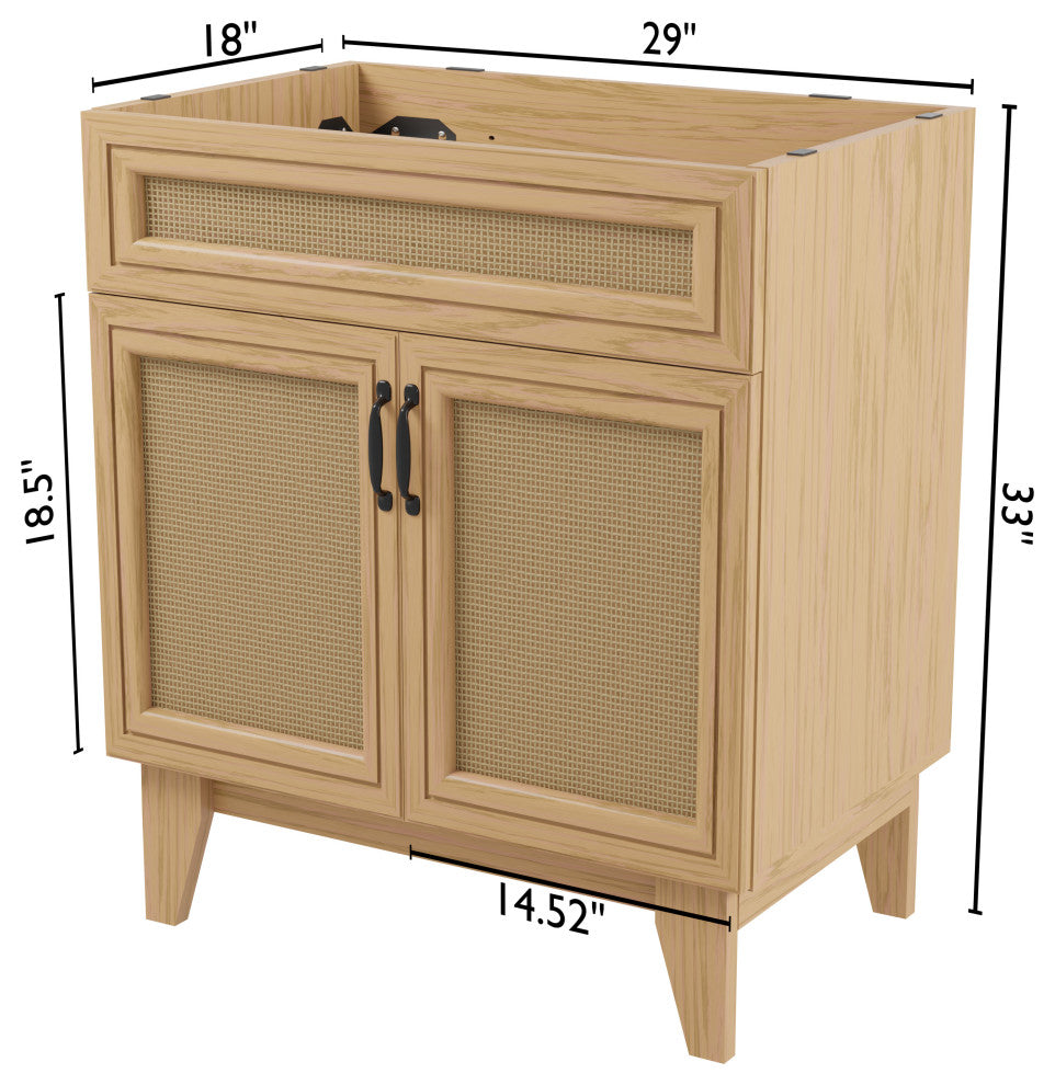 30" Modern Farmhouse 2-Shelf Bath Vanity Cabinet Only (Sink Basin not Included)