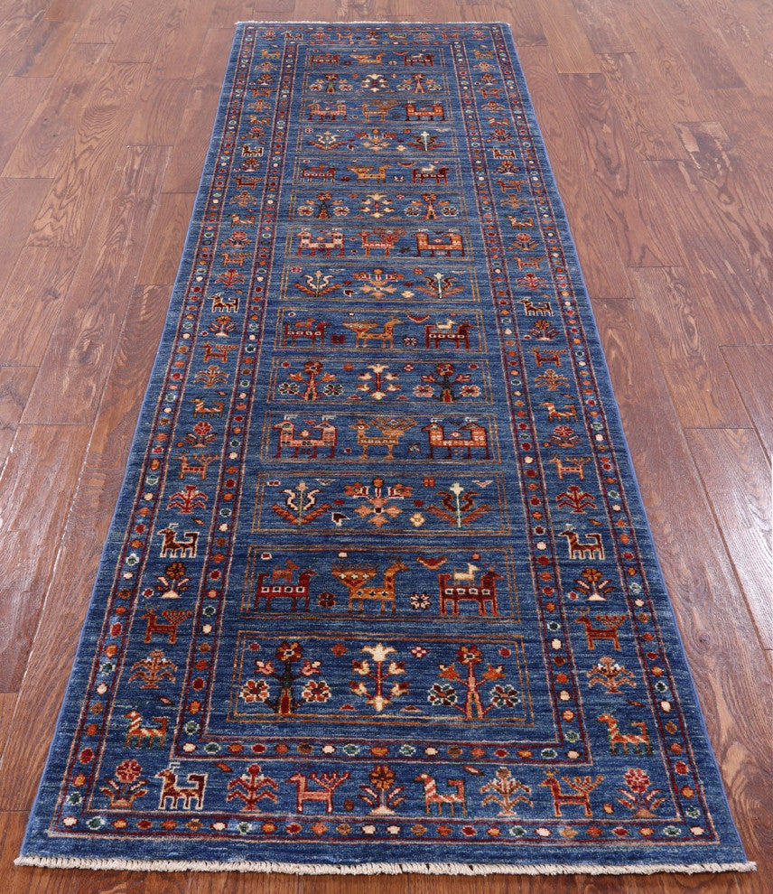 2' 9" X 9' 1" Hand Knotted Tribal Persian Gabbeh Runner Rug Q5460