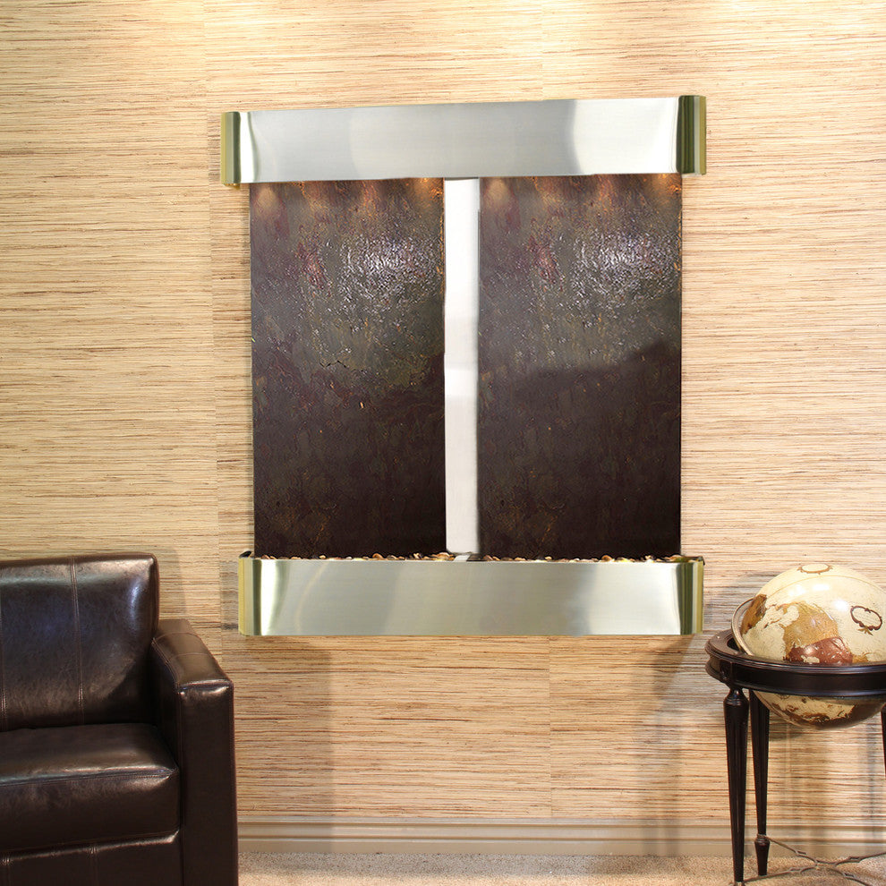 Aspen Falls Water Fountain, Multi-Color, Stainless Steel, Round