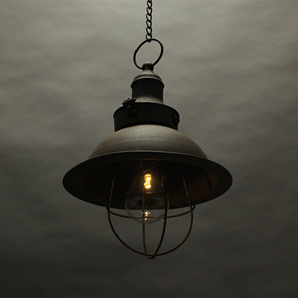 Antique Farmhouse LED Pendant Light Battery Operated Timer Hanging Accent Lamp