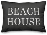 Beach House Black Outdoor Lumbar Pillow
