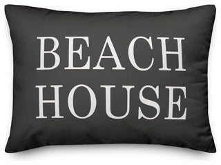Beach House Black Outdoor Lumbar Pillow