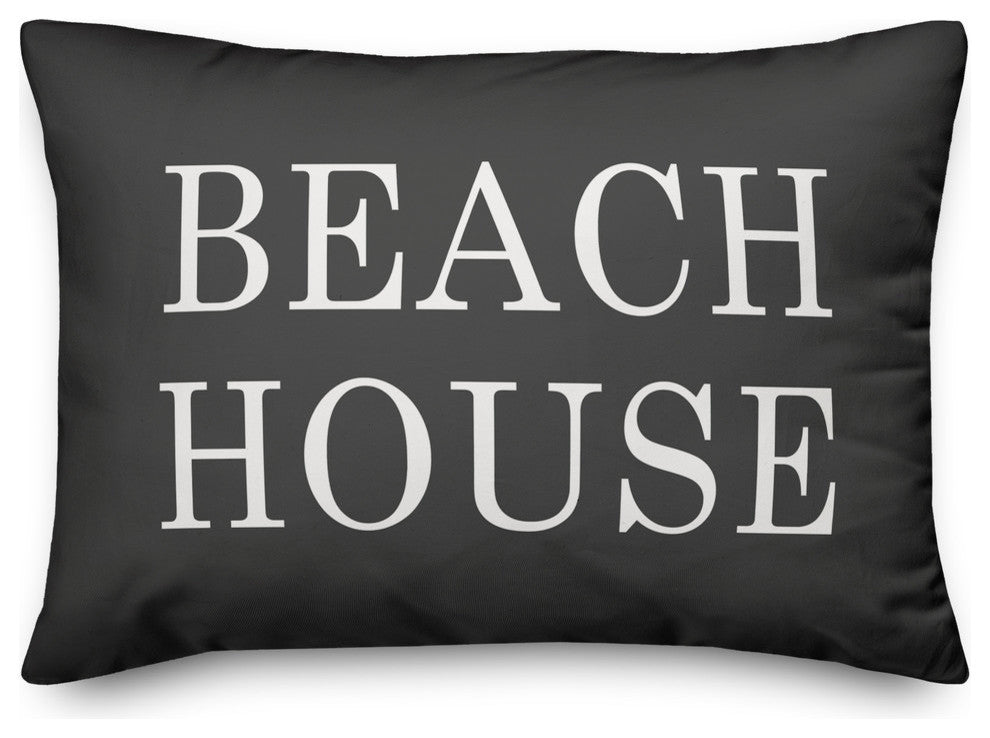 Beach House Black Outdoor Lumbar Pillow