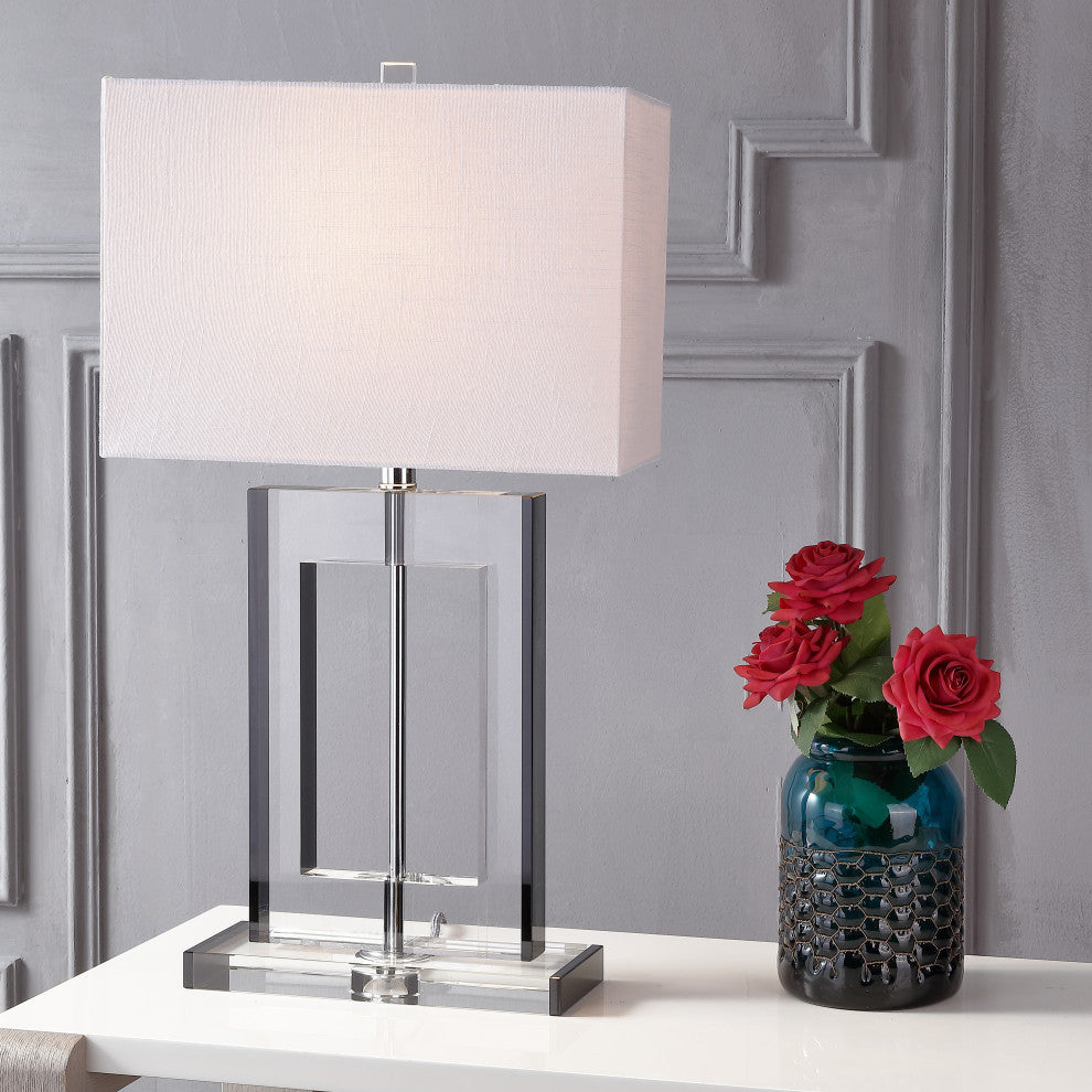 Parish 26" Crystal Table Lamp, Clear and Black