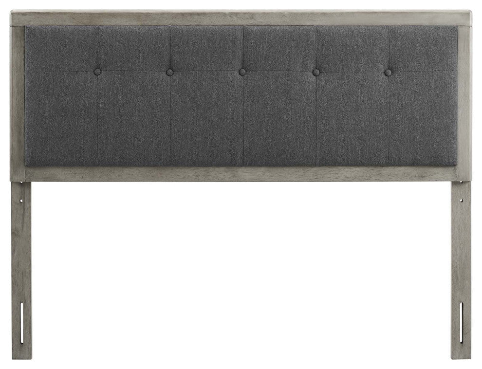Draper Tufted King Fabric and Wood Headboard Gray Charcoal