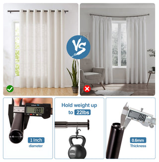 1" Bouton Drapery Curtain Rod, Bronze, 84"-120"