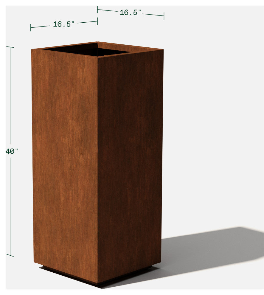 Metallic Series Corten Steel Pedestal Planter, Tall