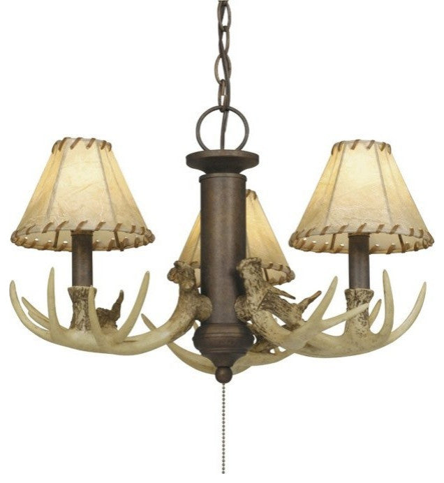 Lodge 3-Light LED Antler Fan Kit or Chandelier, Dual Mount Weathered Patina