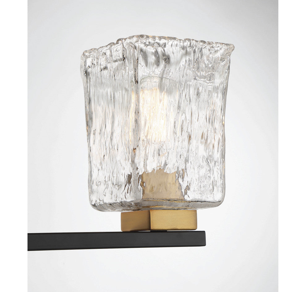 Sidney 3-Light Bathroom Vanity Light, Matte Black With Warm Brass Accents