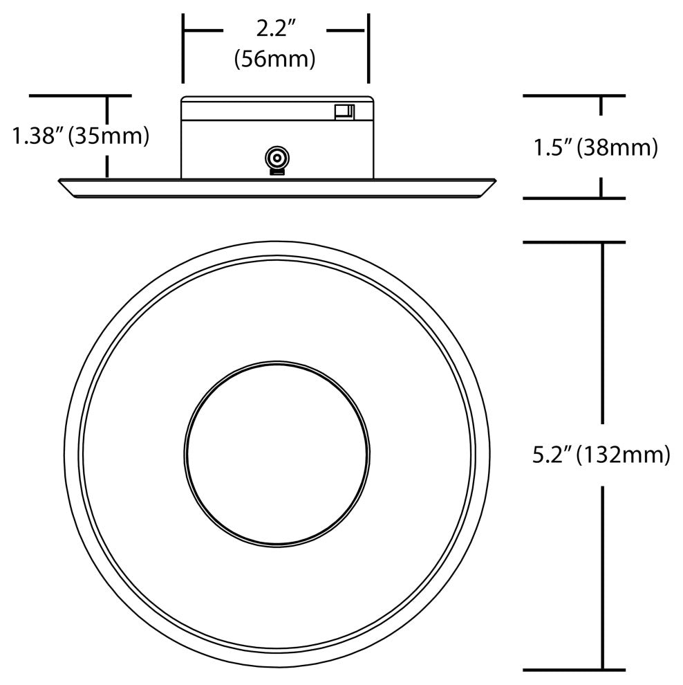 SureFit(v3) LED Flush Mount Ceiling Light, 5000K with Round Nickel Trim