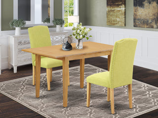 3Pc Rectangular 42/53.5" Table, Pair Of Parson Chair, Limelight