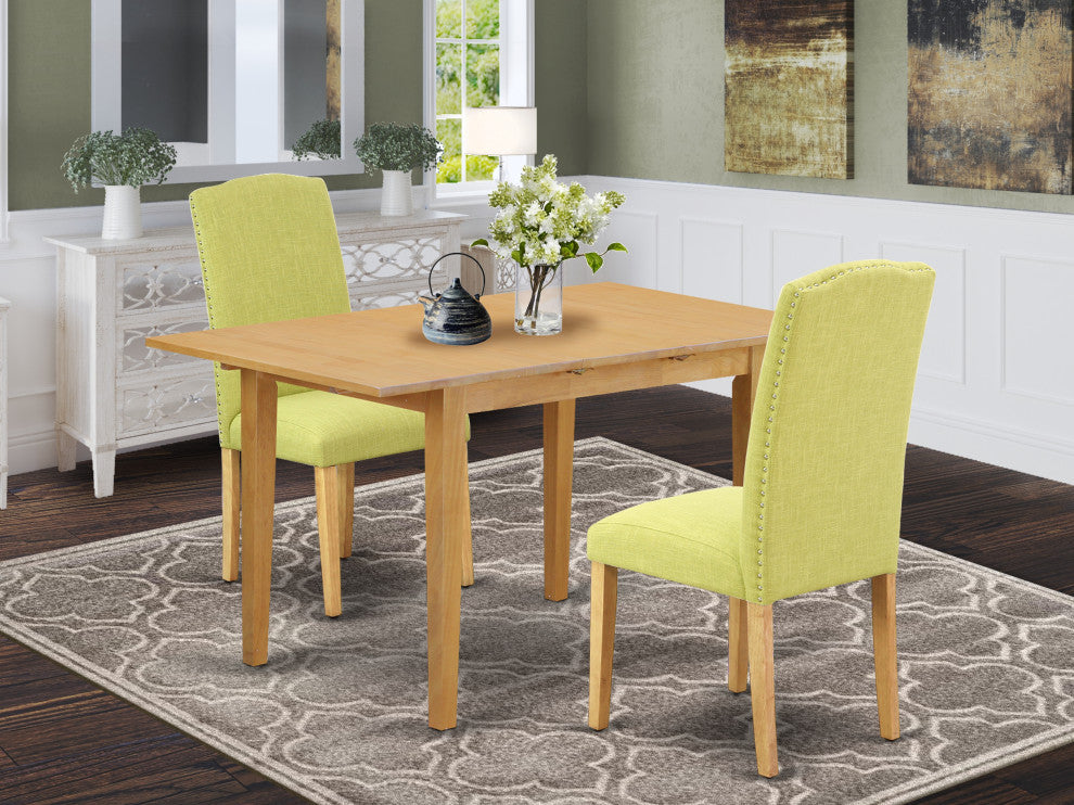 3Pc Rectangular 42/53.5" Table, Pair Of Parson Chair, Limelight