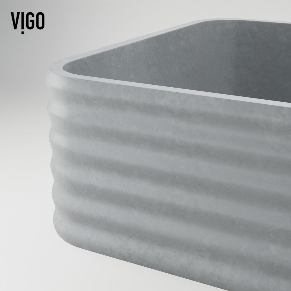 VIGO Cadman 18"L x 13"W x 5"H Concreto Stone Rectangular Bathroom Vessel Sink
