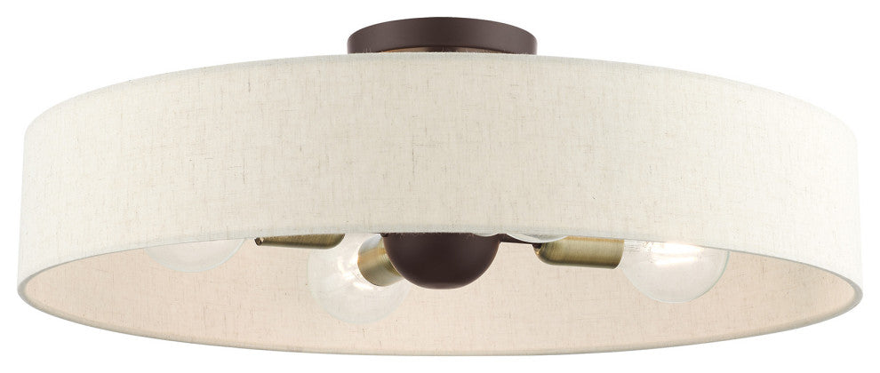 Livex Lighting Venlo 4 Light Bronze With Antique Brass Accents Large Semi-Flush
