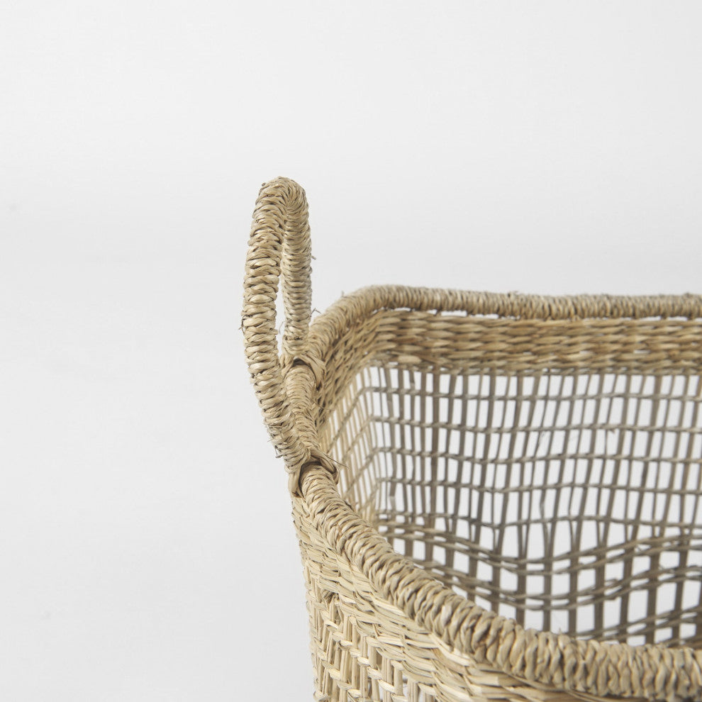 Set of Two Brown Wicker Storage Baskets
