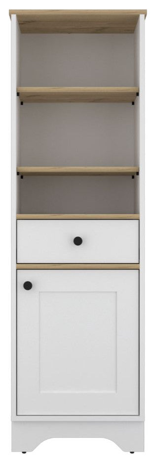 DEPOT E-SHOP Norwalk Linen Cabinet with Drawer, Light Oak/White
