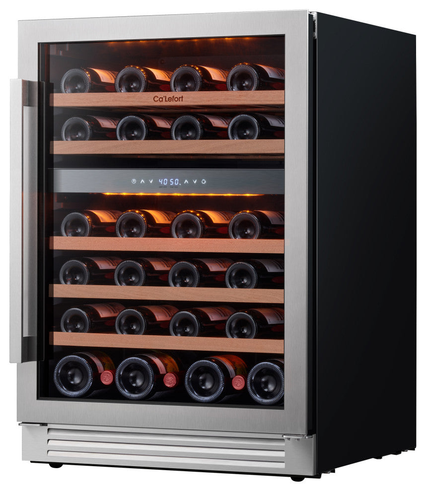 Ca''Lefort 24" 46 Bottle Built-In Wine Cooler Dual Zone Refrigerator Low Noise