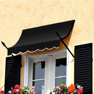 Awntech 6' New Orleans Acrylic Fabric Fixed Awning, Black