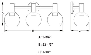 Vaxcel Lighting W0462 Marshall 3 Light 24"W Vanity Light - Matte Black